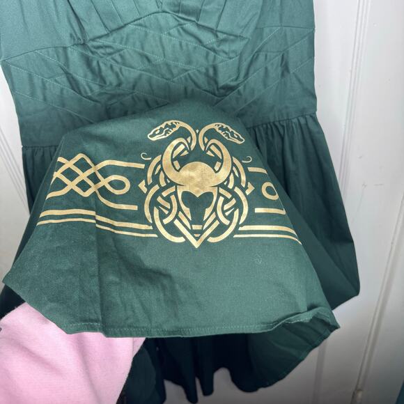Her Universe Exclusive Marvel Loki Dress Green Gold Superhero Cosplay Pockets L - Picture 12 of 14